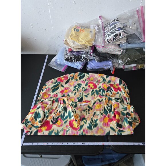 DR2 Womens Multicolor Floral Short Sleeve Top Size Large Boho Vneck Spring Date - Picture 7 of 10